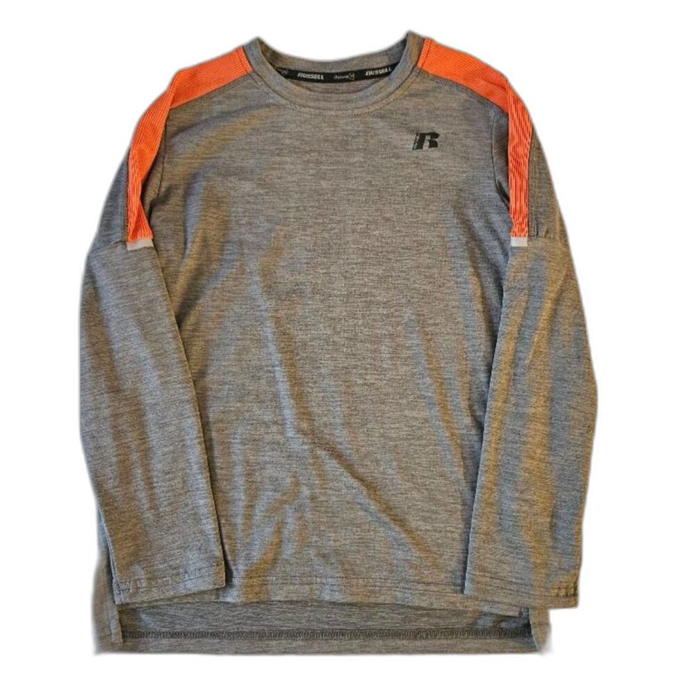 Russell Size M 8 Long Sleeve Dri Fit Athletic Shirt Boys Gray